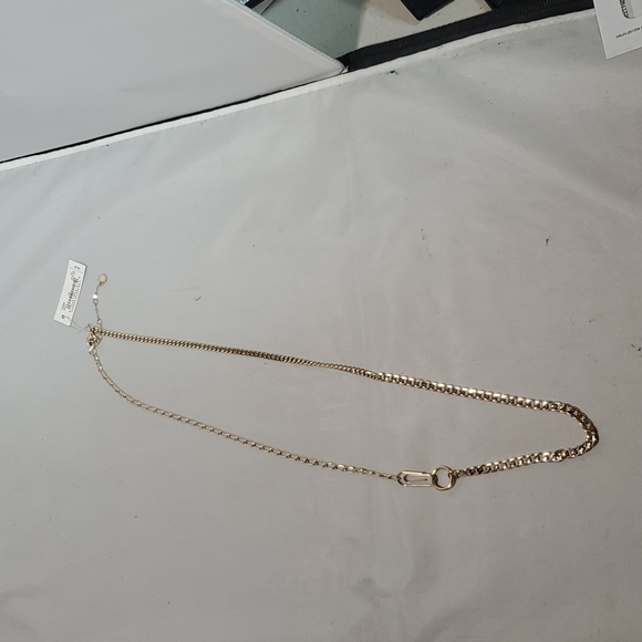 French connection gold mix chain pin circle chain long necklace - Picture 5 of 6